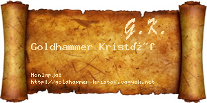 Goldhammer Kristóf névjegykártya